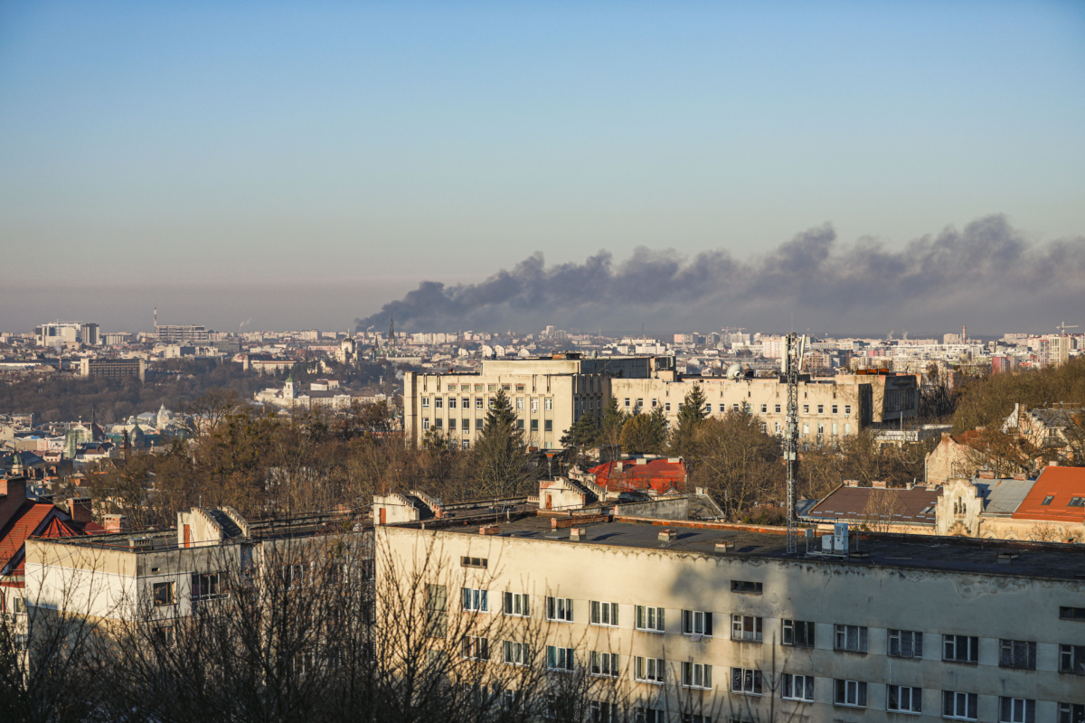 Lviv air strike scene