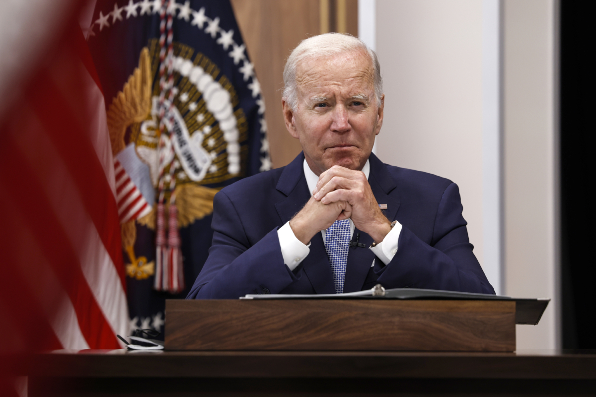 President Joe Biden gives remarks